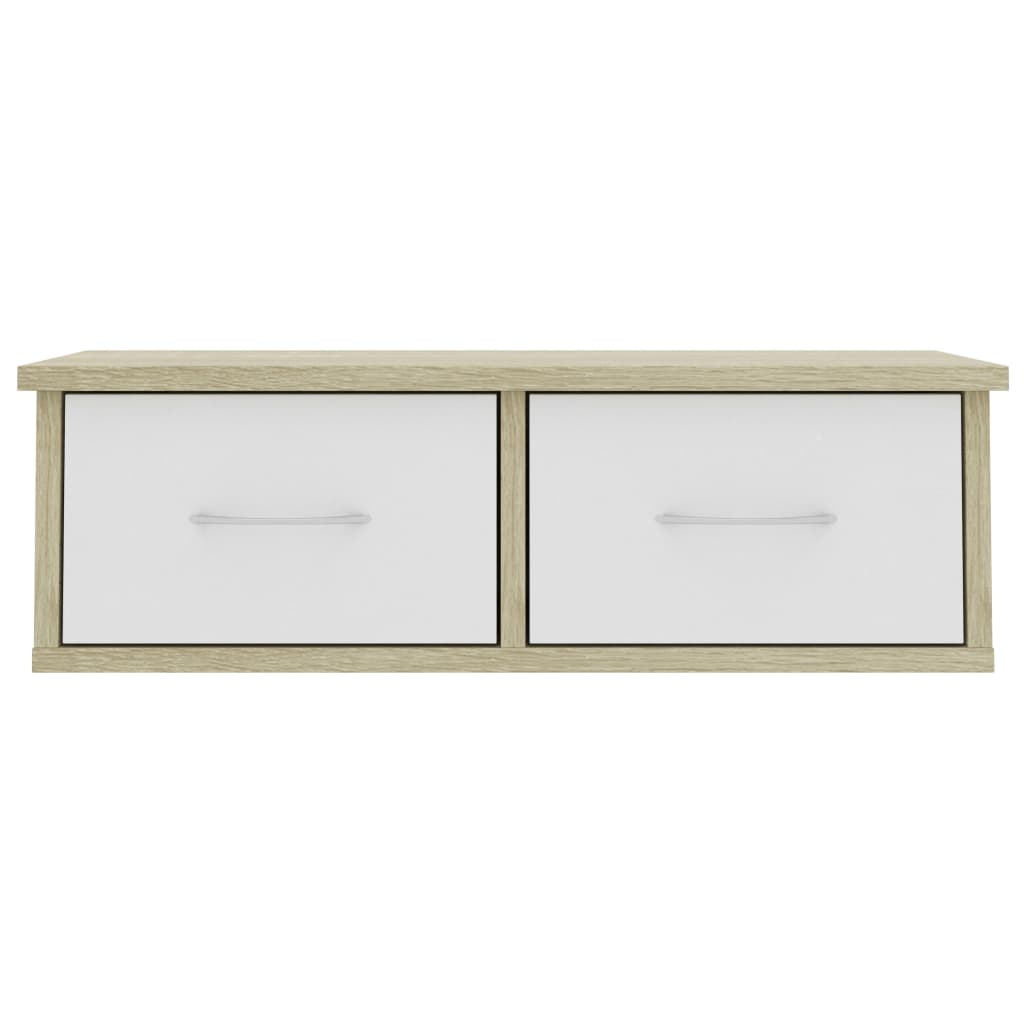 vidaXL Nástěnná police se zásuvkami bílá a sonoma dub 60x26x18,5 cm