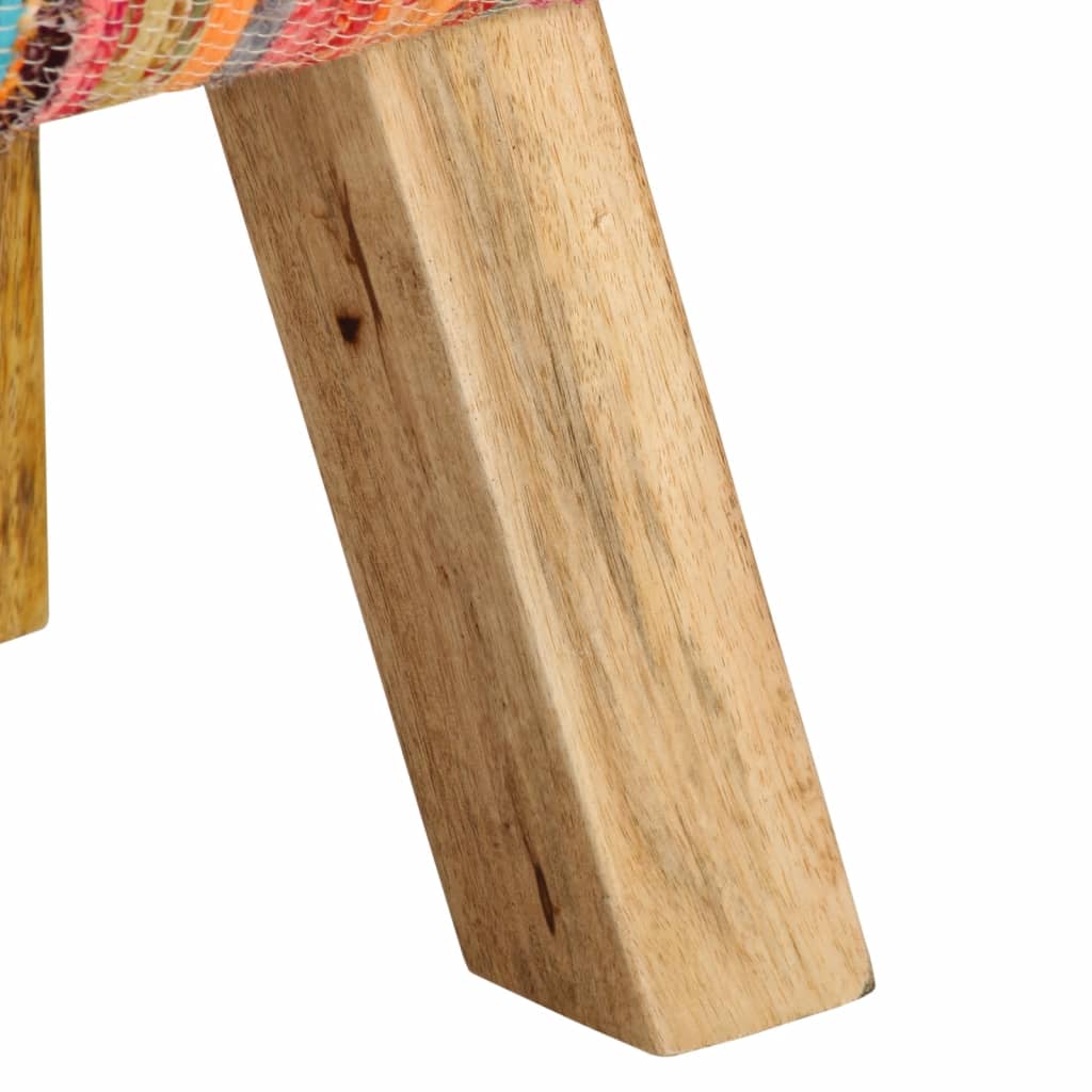 vidaXL Lavice vícebarevná 160 cm chindi a masivní mangovníkové dřevo