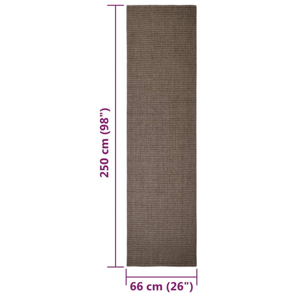 vidaXL Sisalový koberec pro škrabací sloupek hnědý 66 x 250 cm