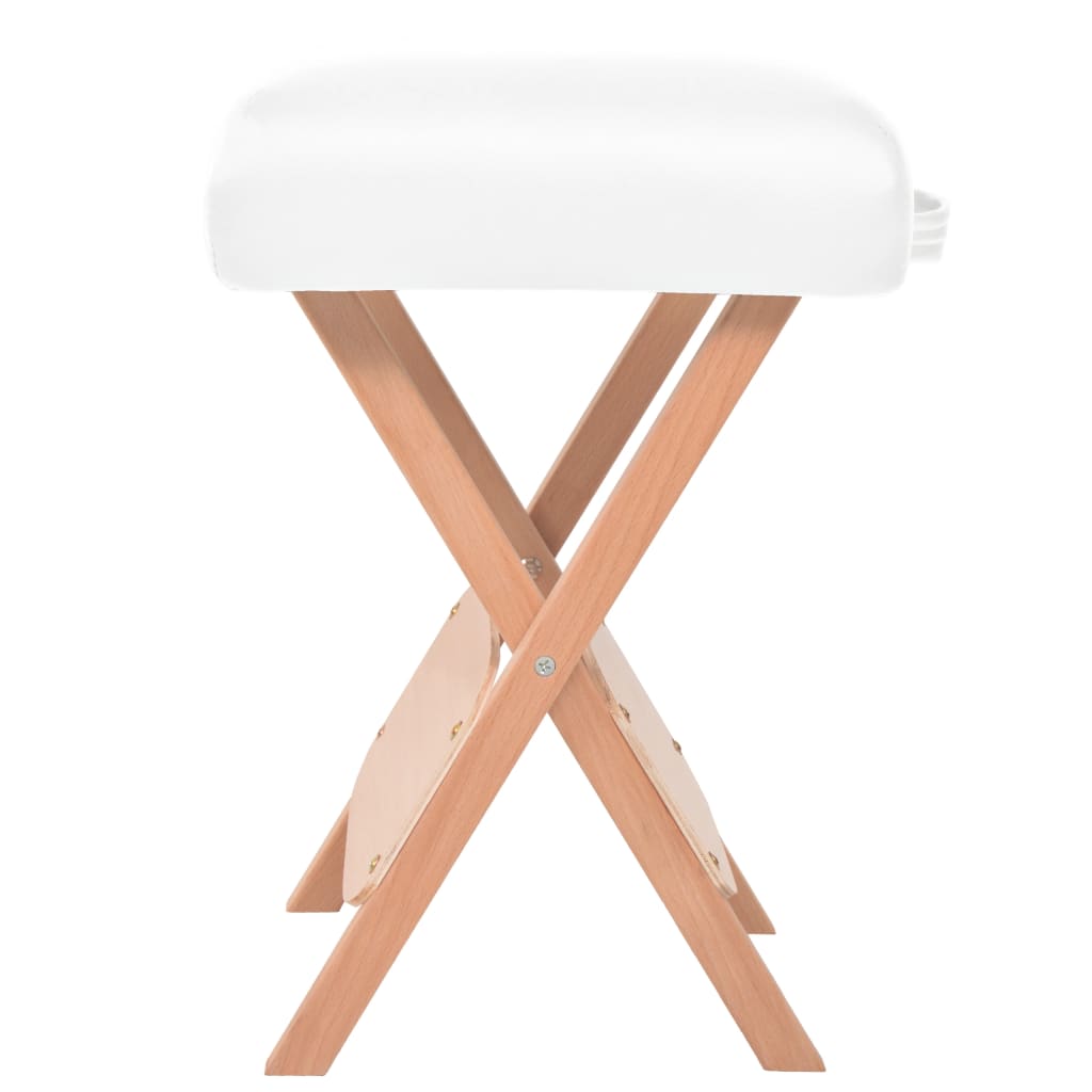 vidaXL Skládací masážní stolička s 12 cm silným sedákem bílá