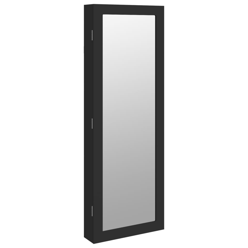vidaXL Zrcadlová šperkovnice nástěnná černá 37,5 x 10 x 106 cm