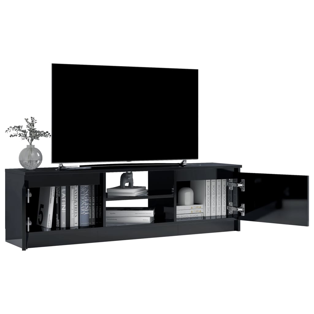 vidaXL TV stolek černý s vysokým leskem 120 x 30 x 35,5 cm dřevotříska