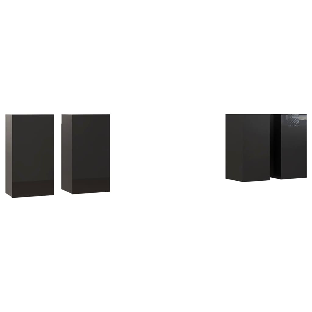 vidaXL TV stolky 4 ks černé s vysokým leskem 30,5x30x60 cm dřevotříska