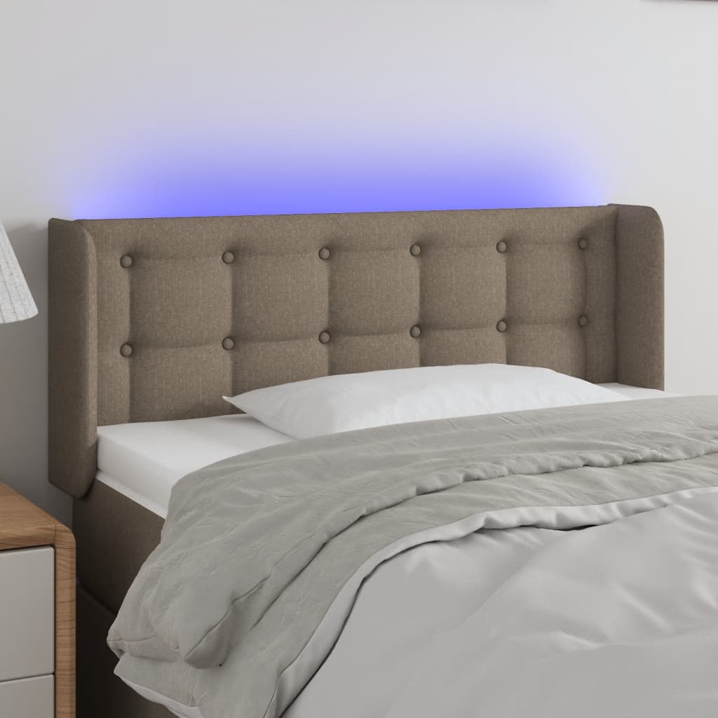 vidaXL Čelo postele s LED taupe 83 x 16 x 78/88 cm textil