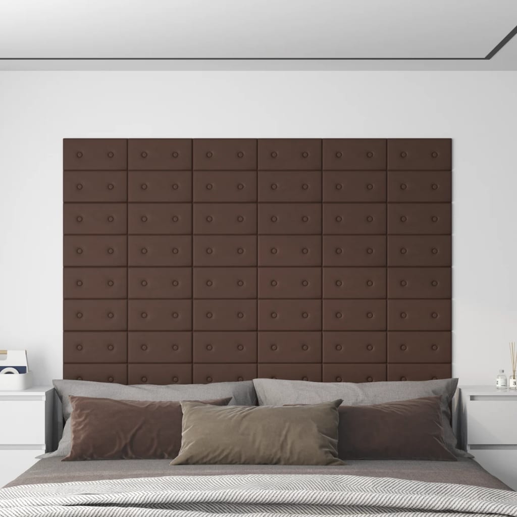 vidaXL Nástěnné panely 12 ks hnědé 30 x 15 cm umělá kůže 0,54 m²