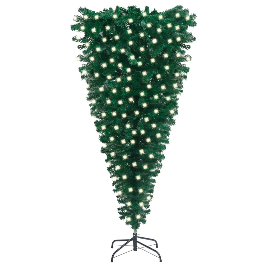 vidaXL Obrácený umělý vánoční stromek s LED osvětlením zelený 240 cm