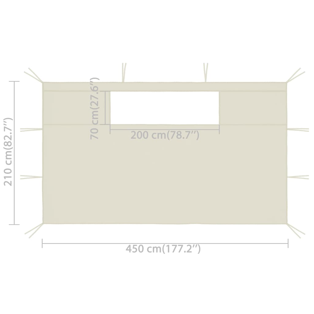 vidaXL Boční stěny k party stanu s okny 2 ks 4,5x2,1 m krémové 70 g/m²