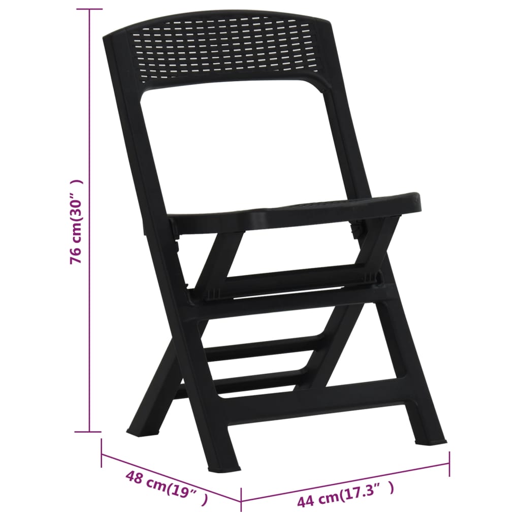 vidaXL Skládací zahradní židle 4 ks PP antracitové