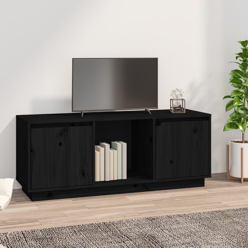 vidaXL TV skříňka černá 110,5 x 35 x 44 cm masivní borové dřevo