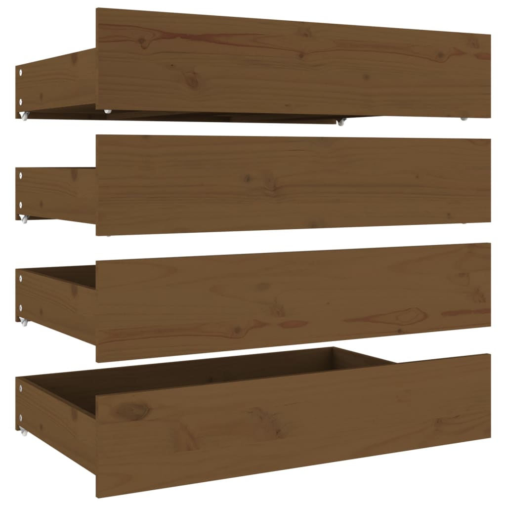 vidaXL Zásuvky pod postel 4 ks medově hnědé masivní borové dřevo