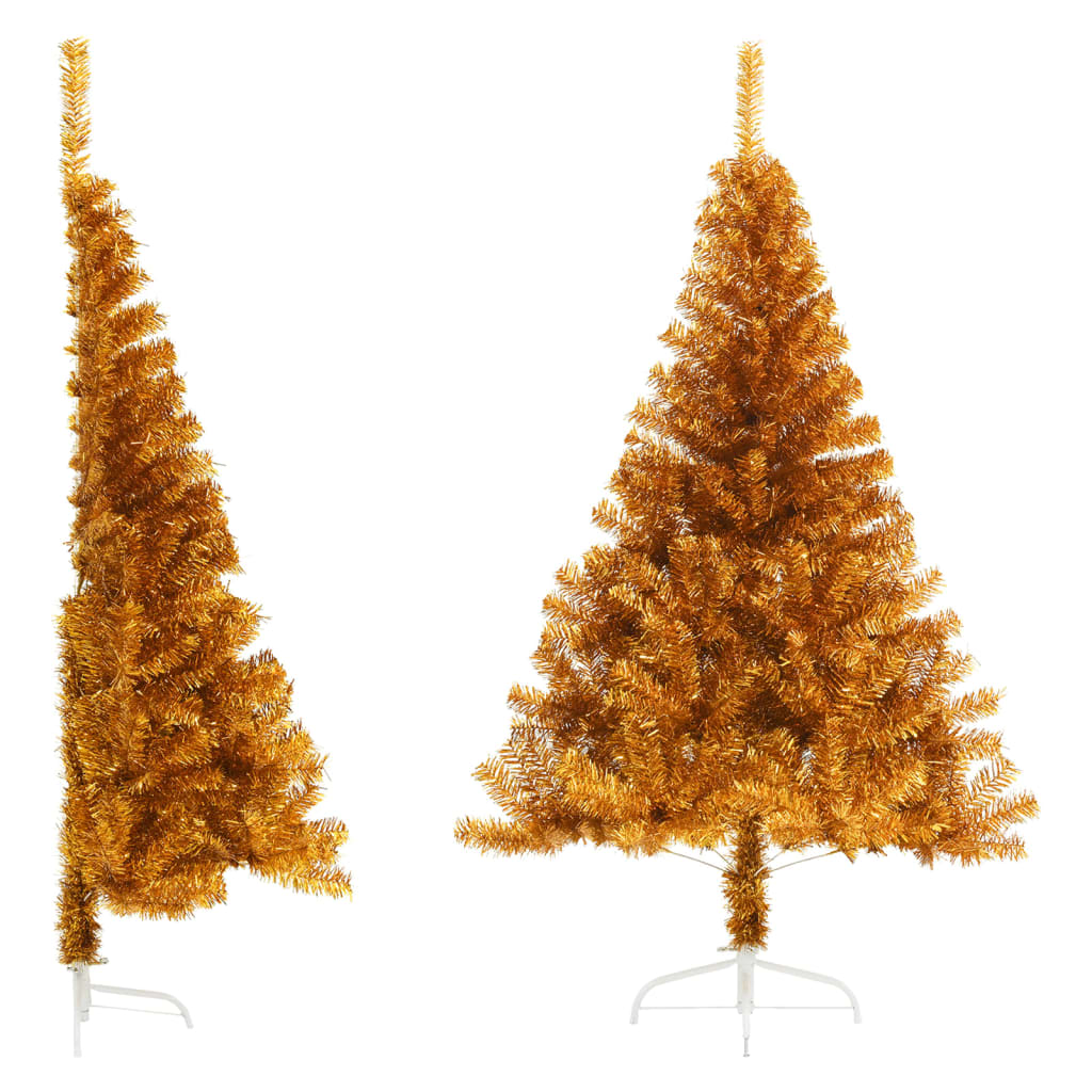 vidaXL Umělý poloviční vánoční stromek se stojanem zlatý 180 cm PET