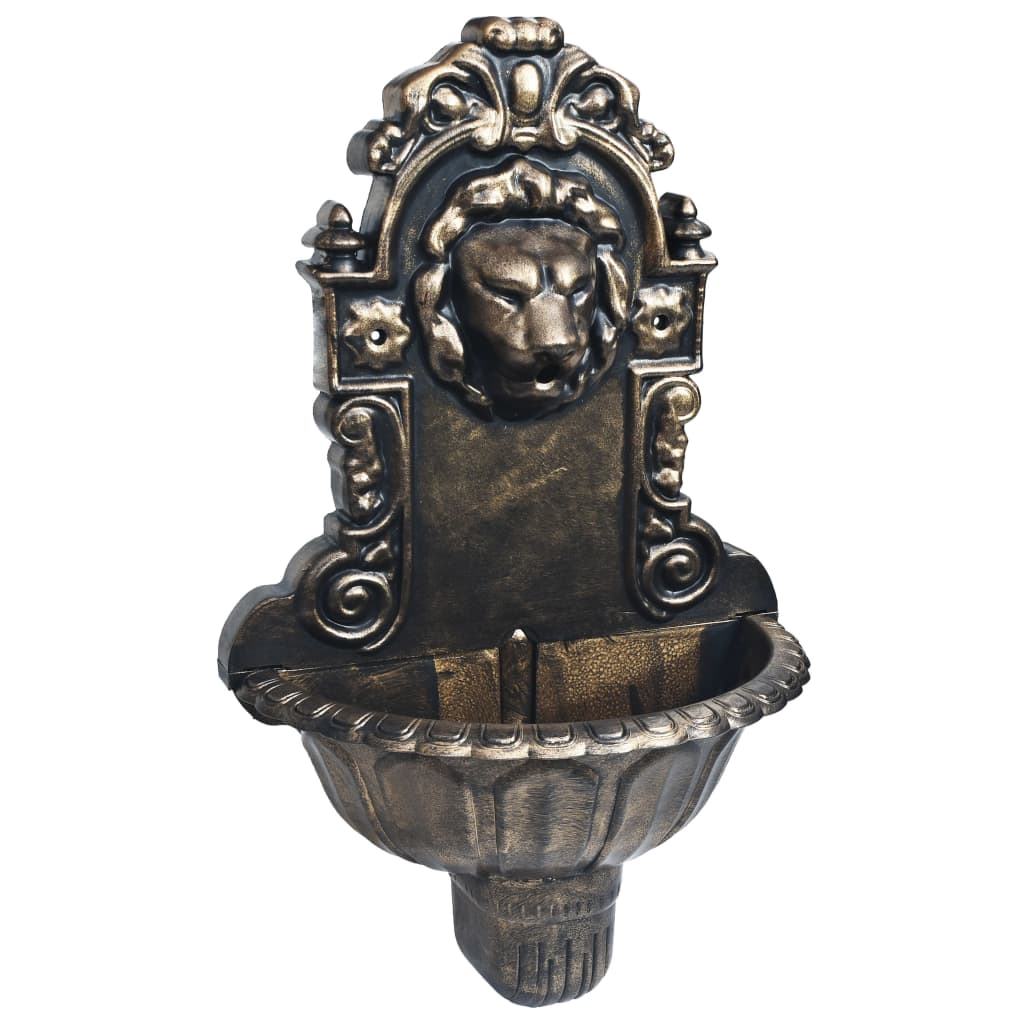vidaXL Nástěnná fontána se lví hlavou bronzová