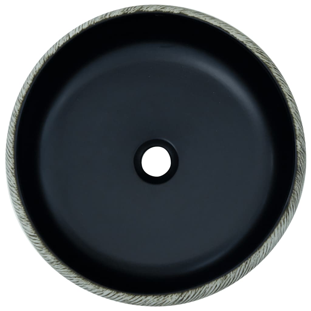 vidaXL Umyvadlo na desku černé a šedé kulaté Φ 41 x 14 cm keramika
