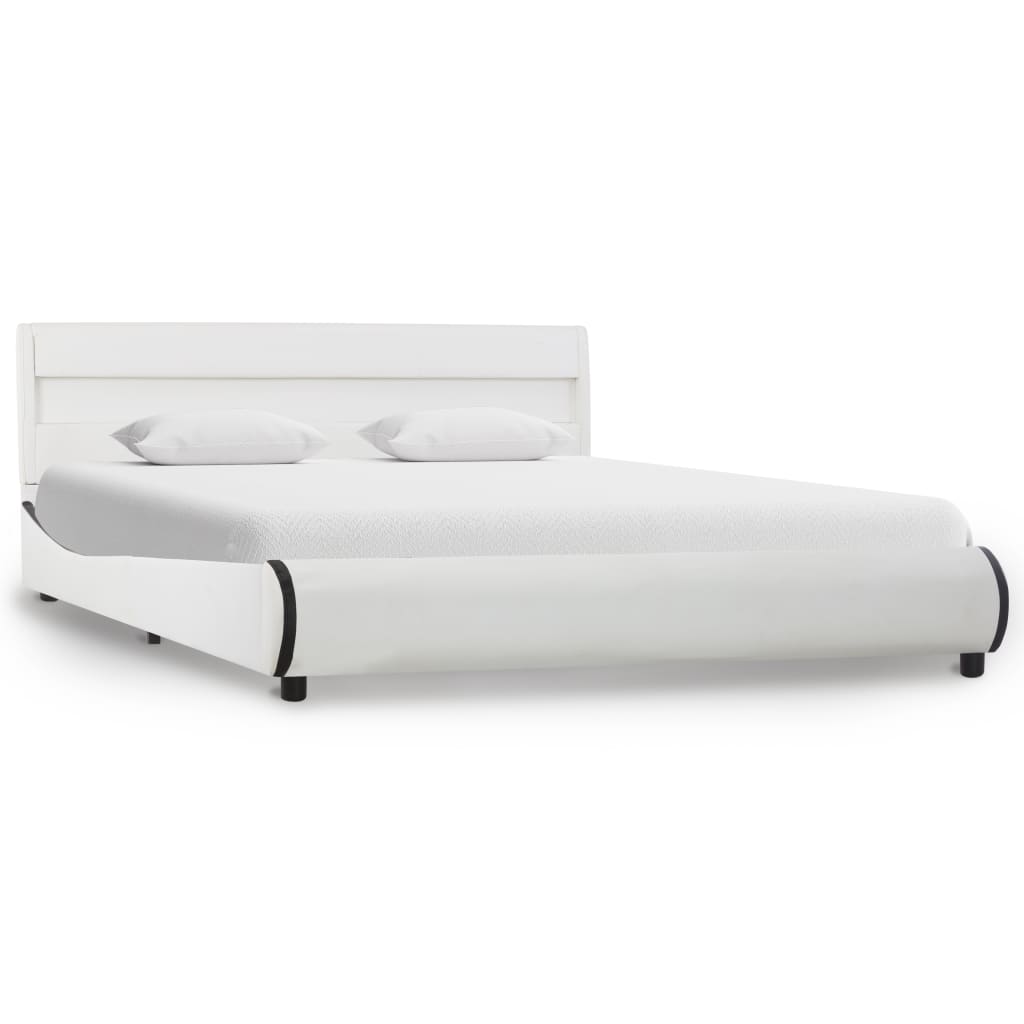 vidaXL Rám postele s LED světlem bílý umělá kůže 120 x 200 cm