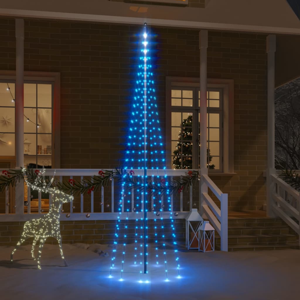 vidaXL Vánoční stromek na stožár 310 modrých LED diod 300 cm