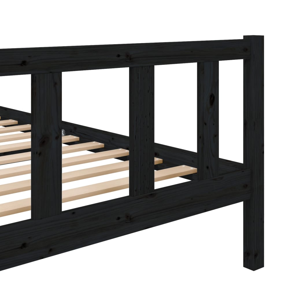 vidaXL Rám postele černý 135 x 190 cm Double masivní dřevo