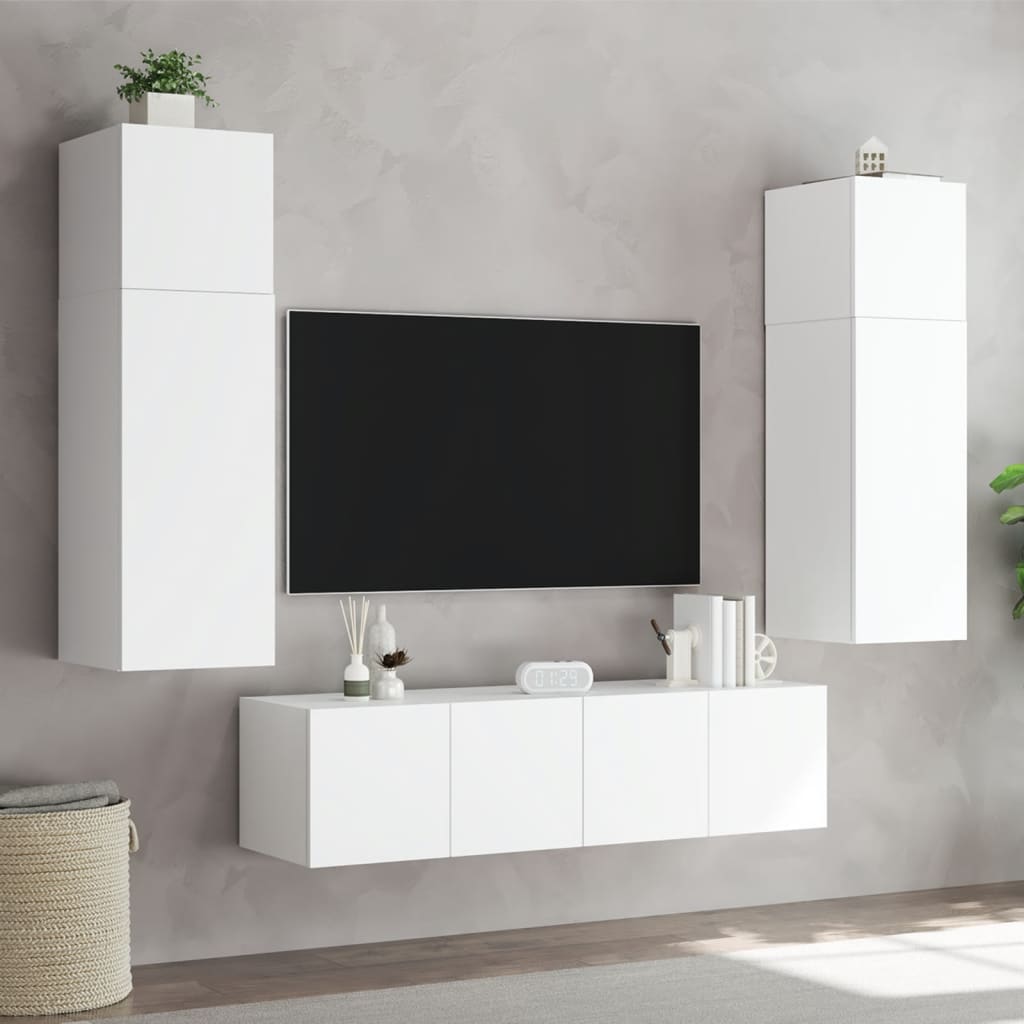vidaXL Nástěnná TV skříňka s LED osvětlením bílá 80 x 35 x 41 cm