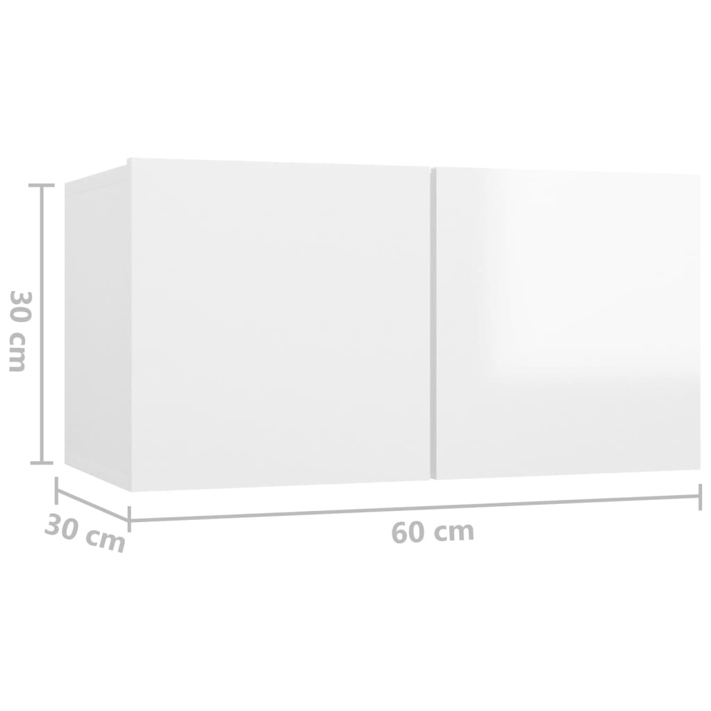 vidaXL Závěsné TV skříňky 3 ks bílé s vysokým leskem 60 x 30 x 30 cm