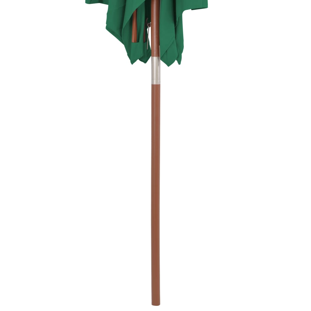vidaXL Zahradní slunečník s dřevěnou tyčí 150 x 200 cm zelený