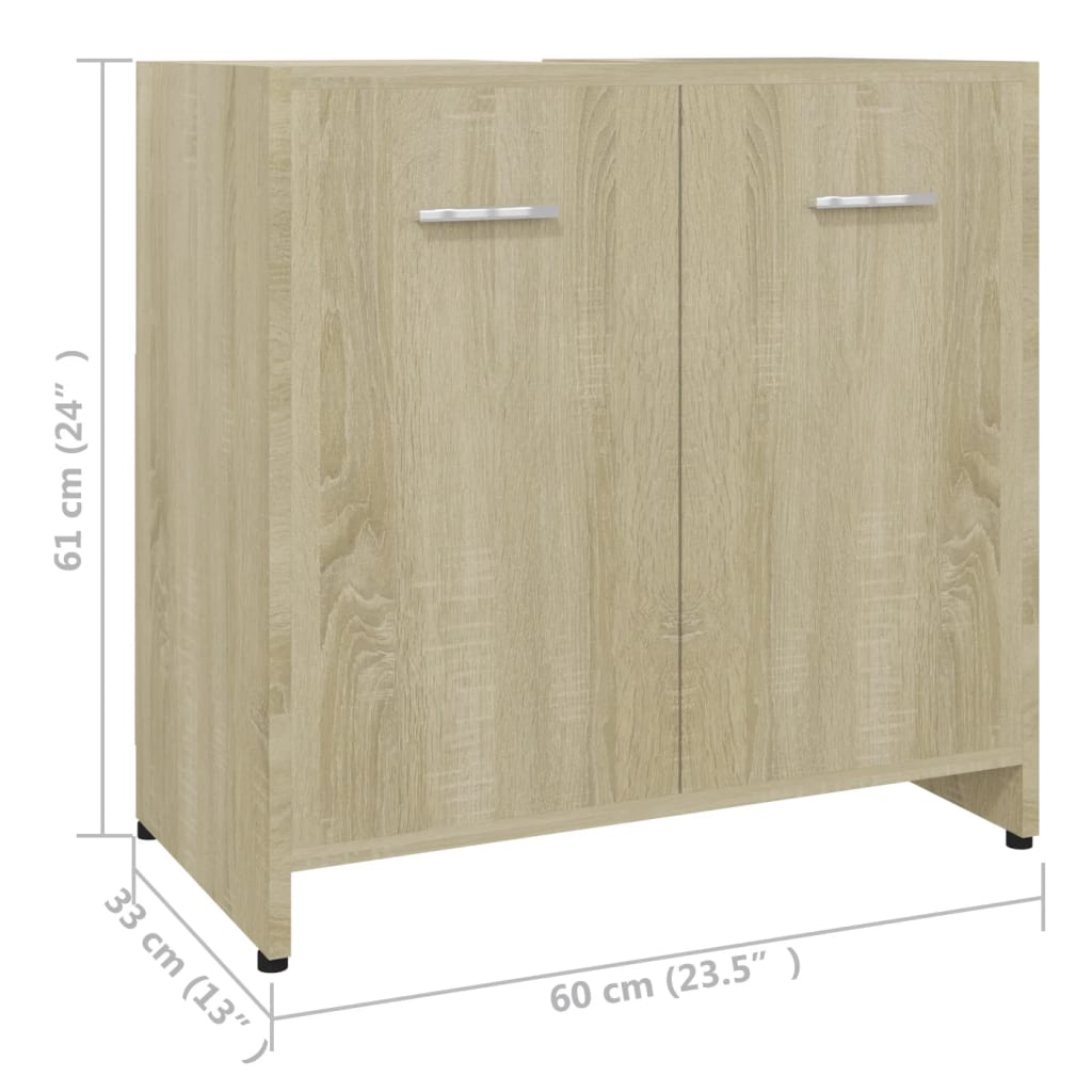 vidaXL Koupelnová skříňka dub sonoma 60 x 33 x 61 cm dřevotříska
