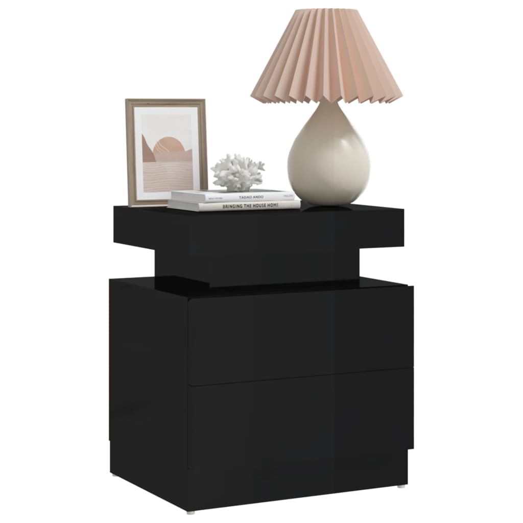 vidaXL Noční stolek černý s vysokým leskem 45 x 35 x 52 cm dřevotříska