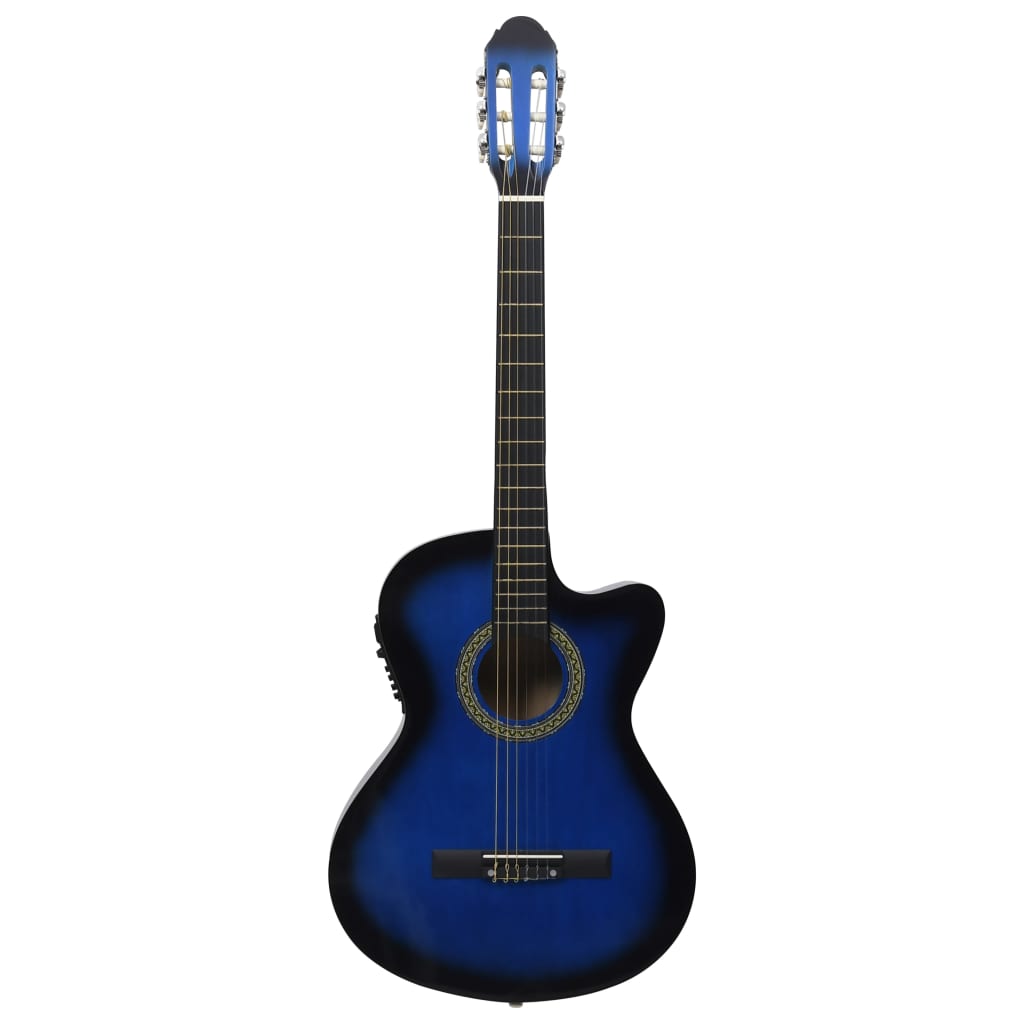 vidaXL Folková akustická kytara s výřezem ekvalizér a 6 strun modrá
