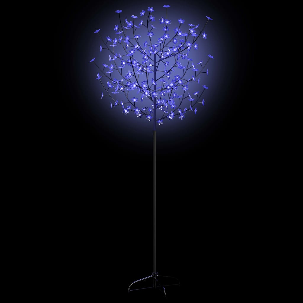 vidaXL Vánoční strom 200 LED modrobílé světlo třešňový květ 180 cm