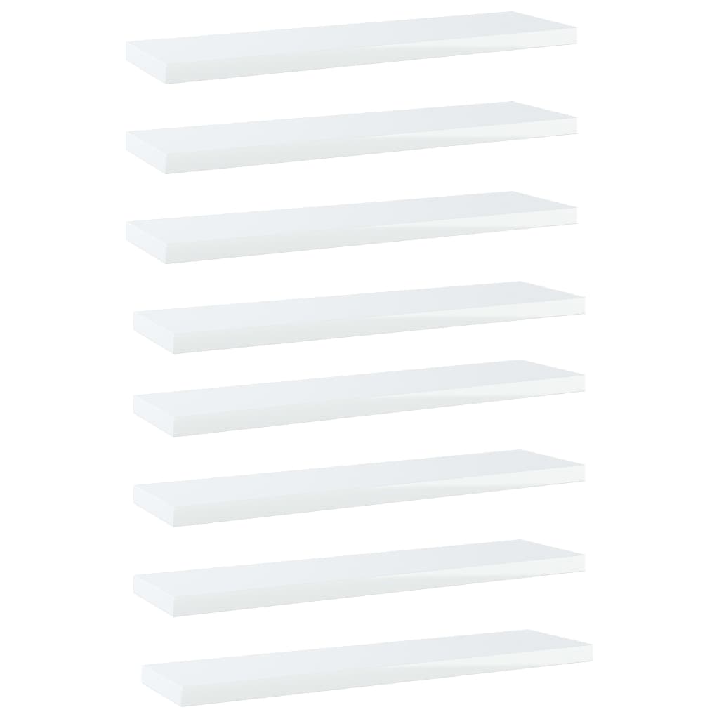 vidaXL Přídavné police 8 ks bílé vysoký lesk 40x10x1,5 cm dřevotříska