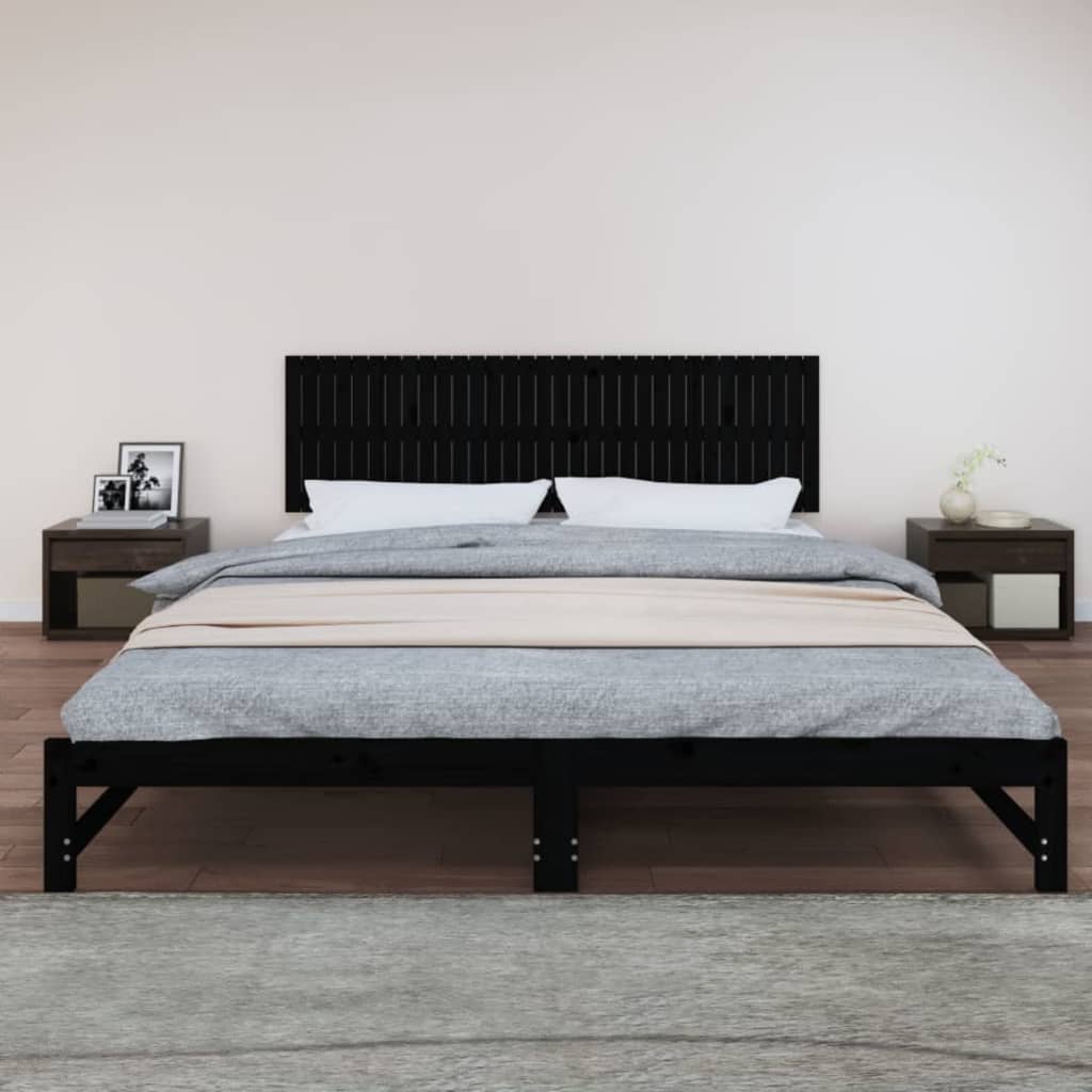 vidaXL Nástěnné čelo postele černé 204x3x60 cm masivní borové dřevo