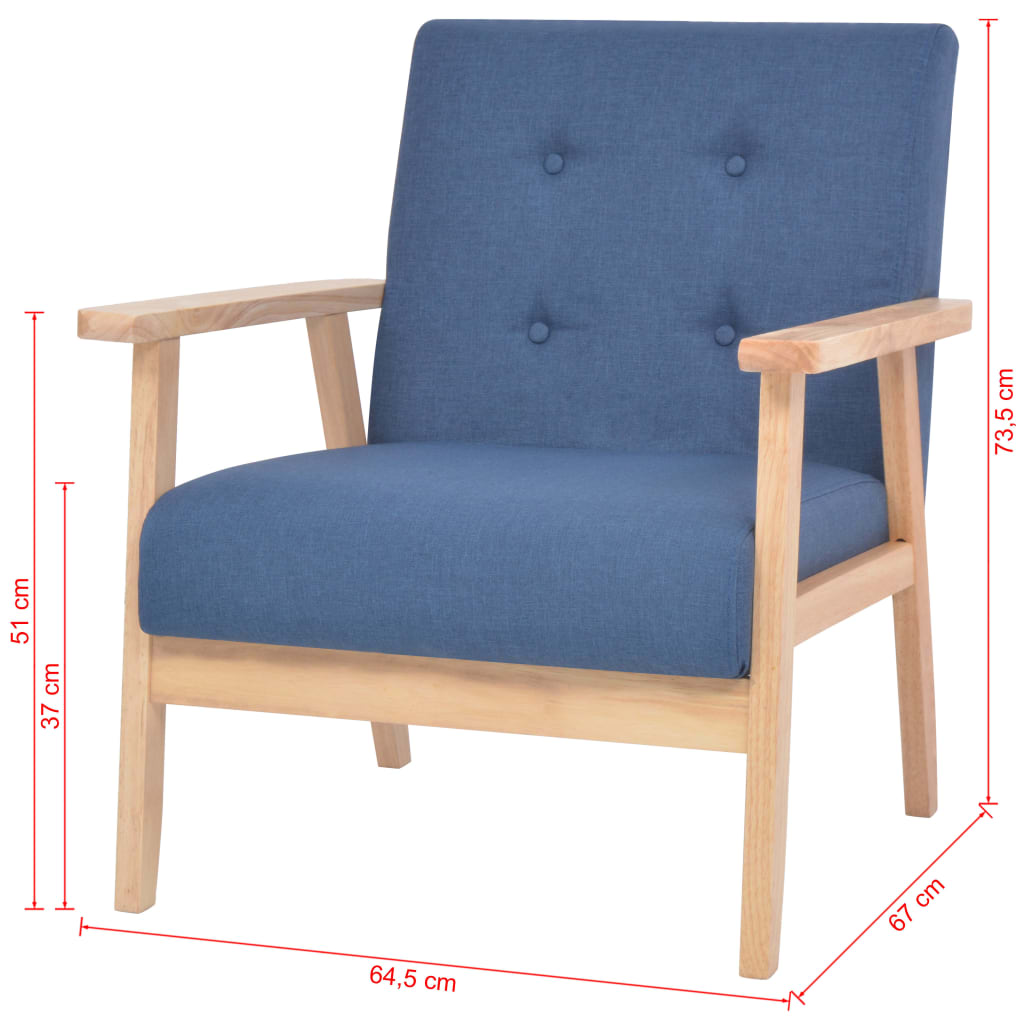vidaXL 3dílná sedací souprava textilní čalounění modrá