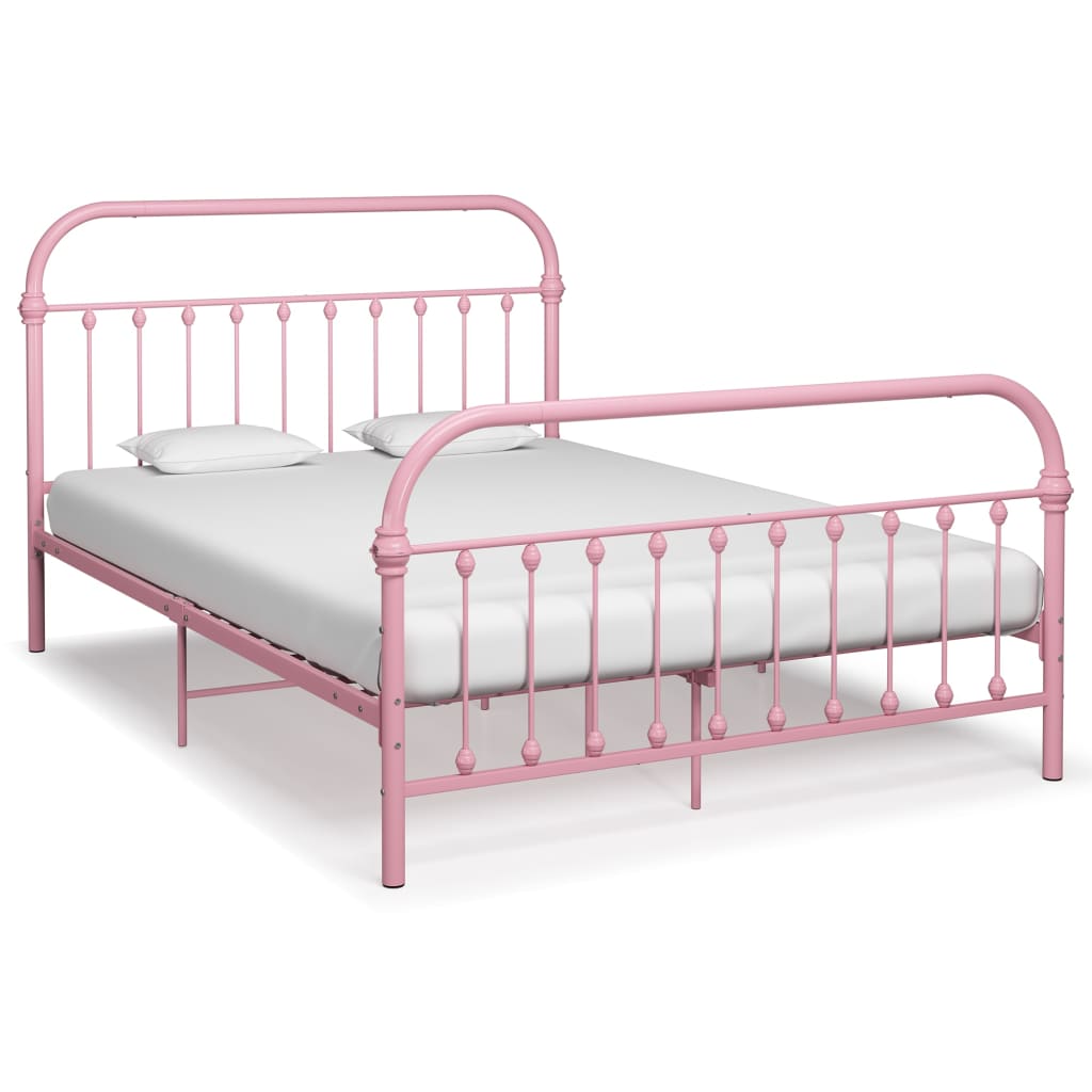vidaXL Rám postele růžový kov 120 x 200 cm