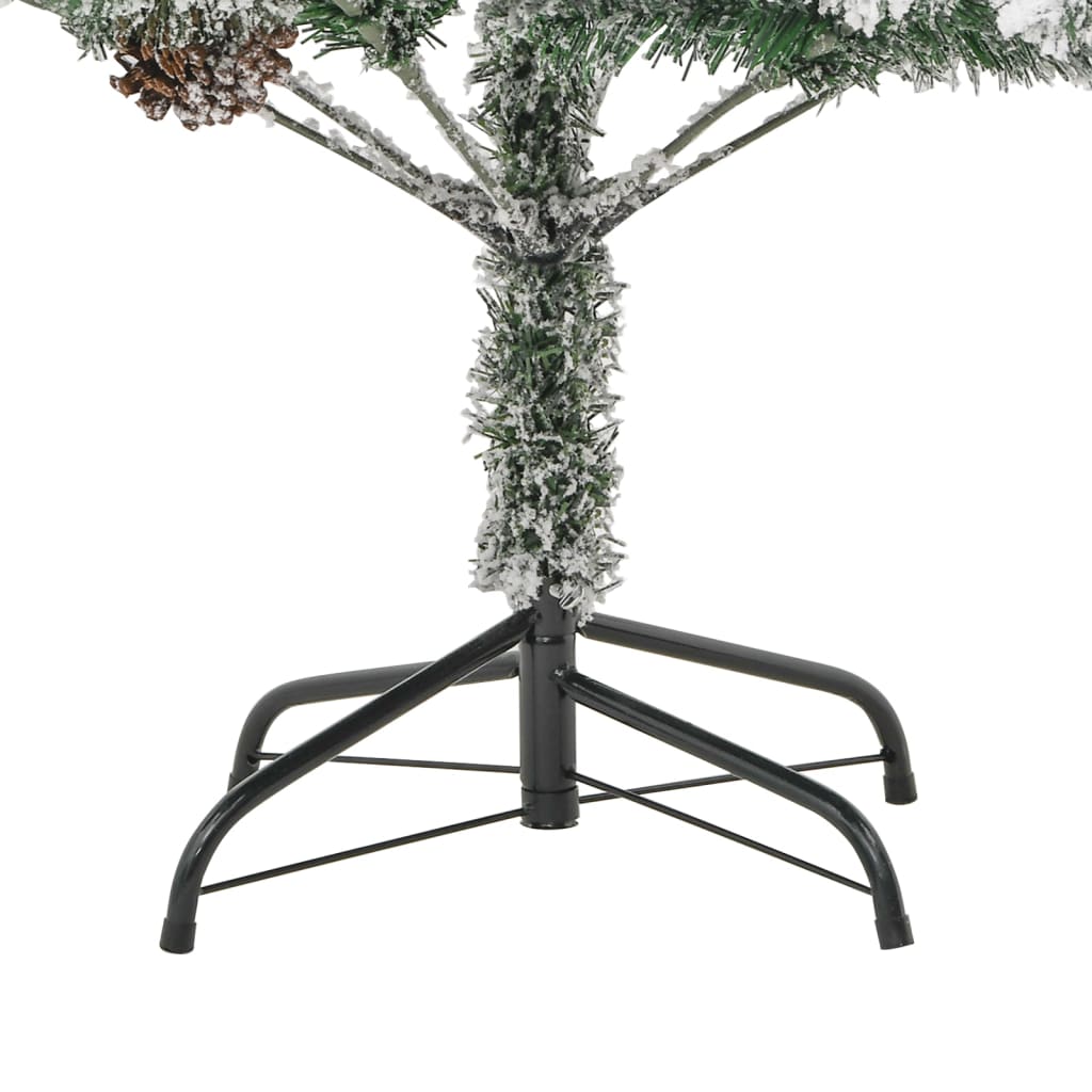 vidaXL Vánoční stromek s LED zasněžený s šiškami 195 cm PVC a PE