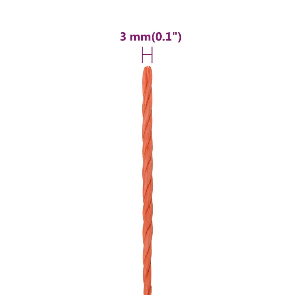 vidaXL Pracovní lano oranžové 3 mm 25 m polypropylen