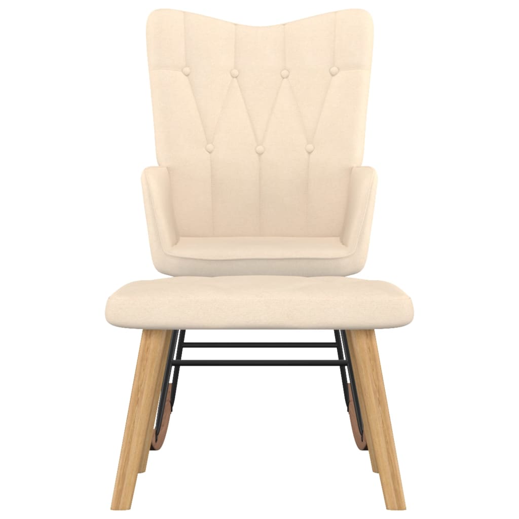 vidaXL Houpací křeslo se stoličkou krémově textil