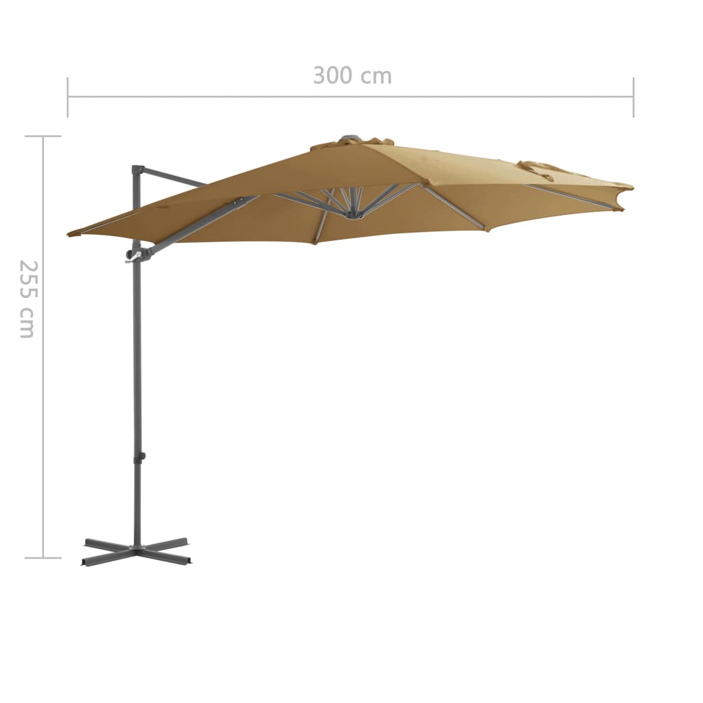 vidaXL Konzolový slunečník s ocelovou tyčí 300 cm barva taupe