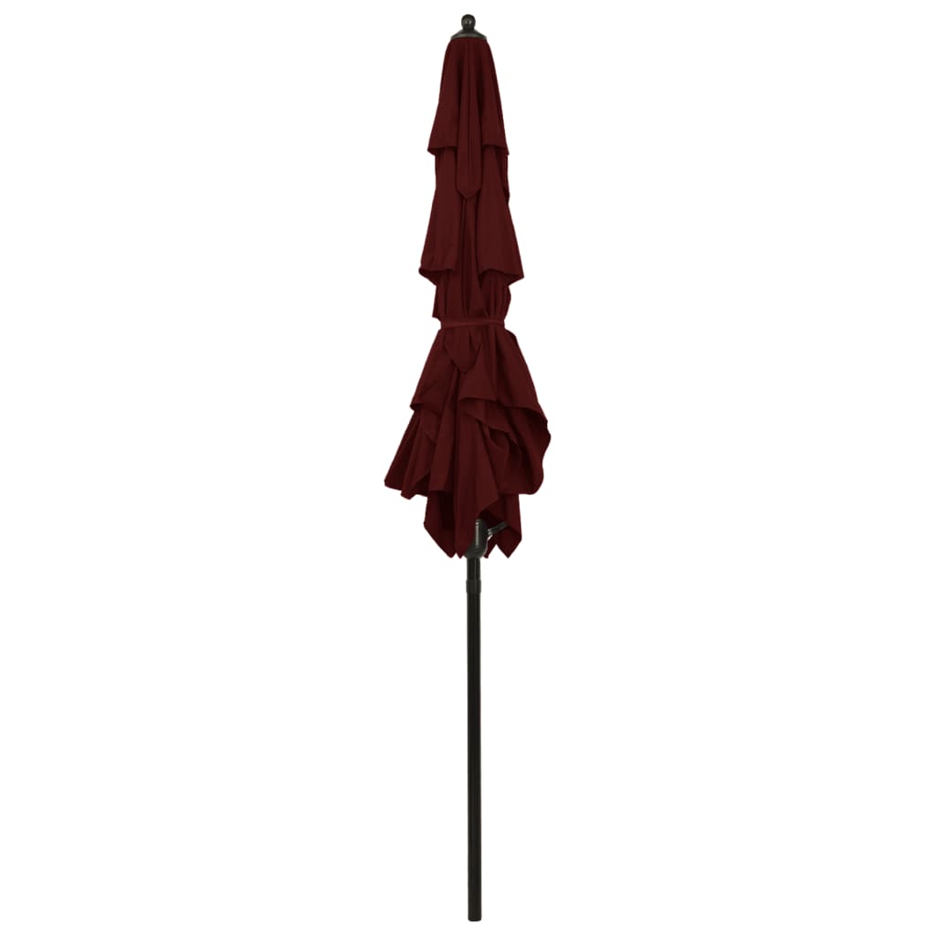 vidaXL 3stupňový slunečník s hliníkovou tyčí vínově červený 2 x 2 m