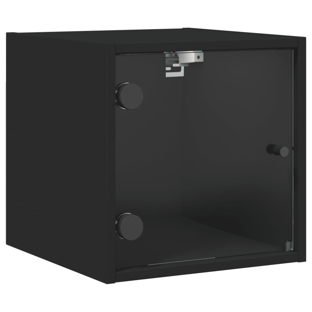 vidaXL Noční stolek se skleněnými dvířky černý 35 x 37 x 35 cm