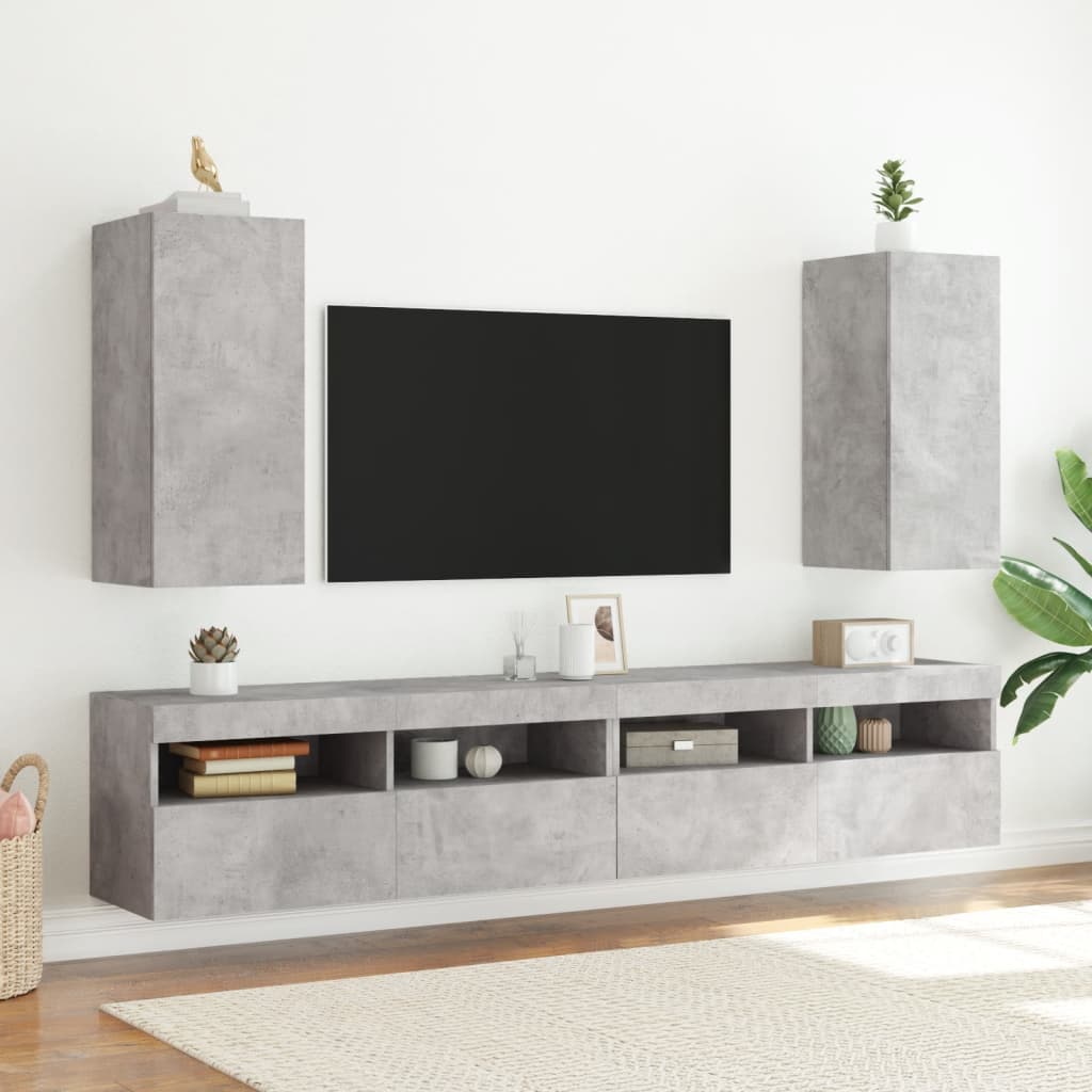 vidaXL Nástěnná TV skříňka s LED osvětlením betonově šedá 30,5x35x70cm