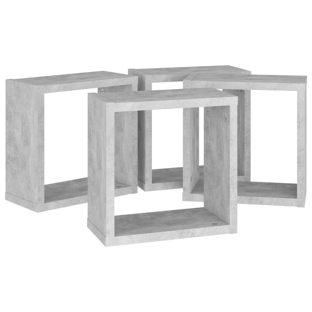 vidaXL Nástěnné police kostky 4 ks betonově šedé 30 x 15 x 30 cm