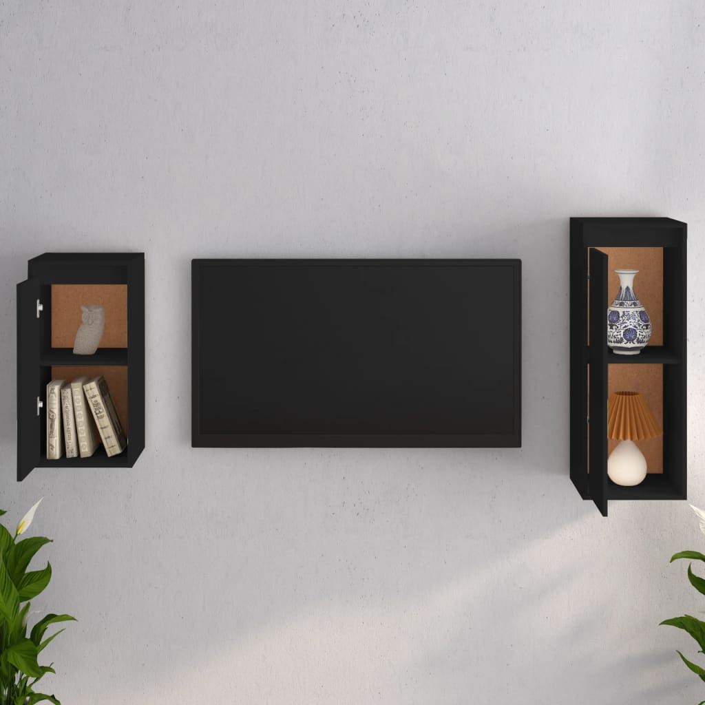 vidaXL TV skříňky 2 ks černé masivní borové dřevo