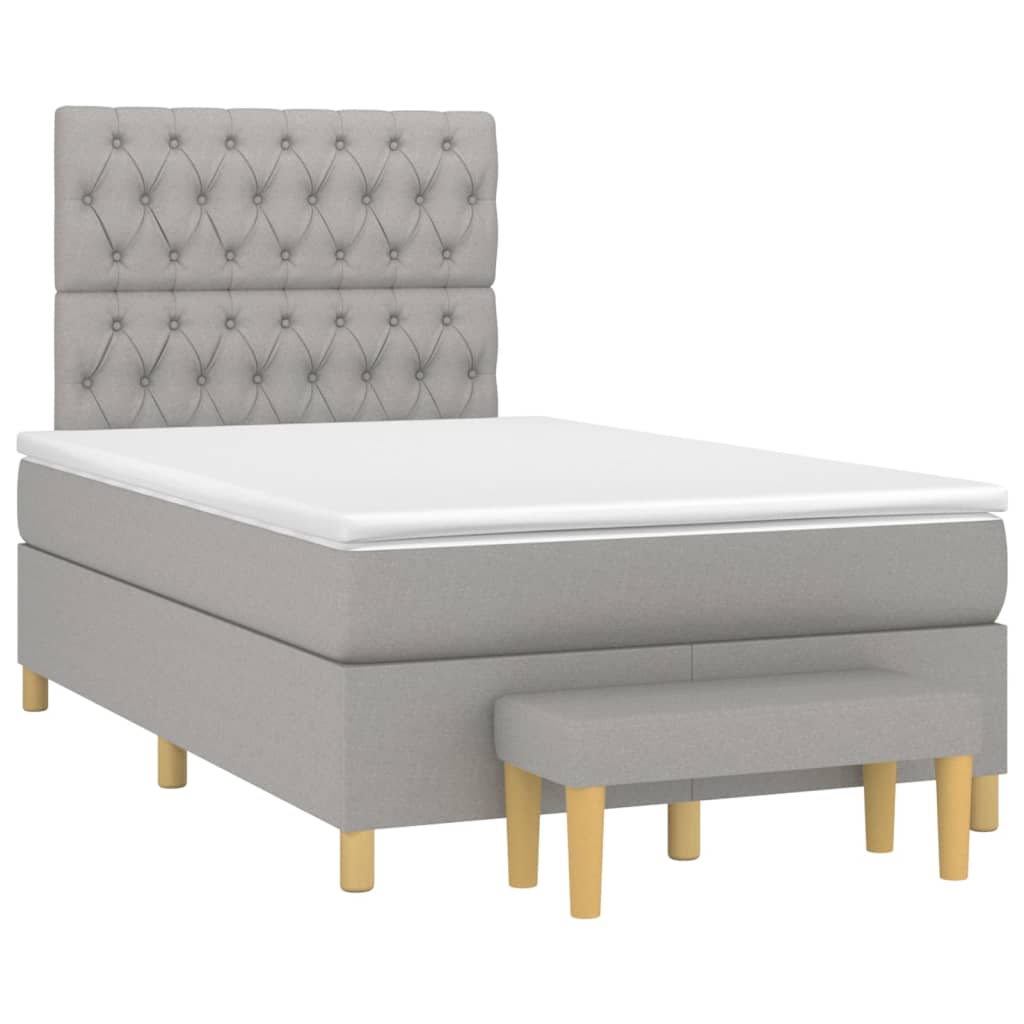 vidaXL Box spring postel s matrací světle šedá 120 x 200 cm textil