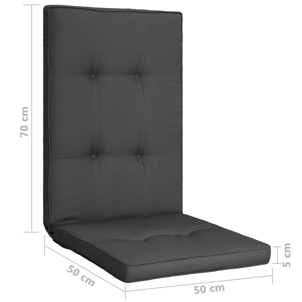 vidaXL Podušky na zahradní židle 2 ks antracitové 120 x 50 x 5 cm