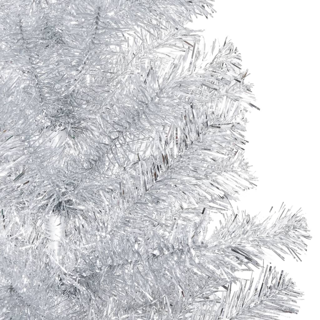 vidaXL Vánoční stromek s LED osvětlením a stojanem stříbrný 240 cm PET