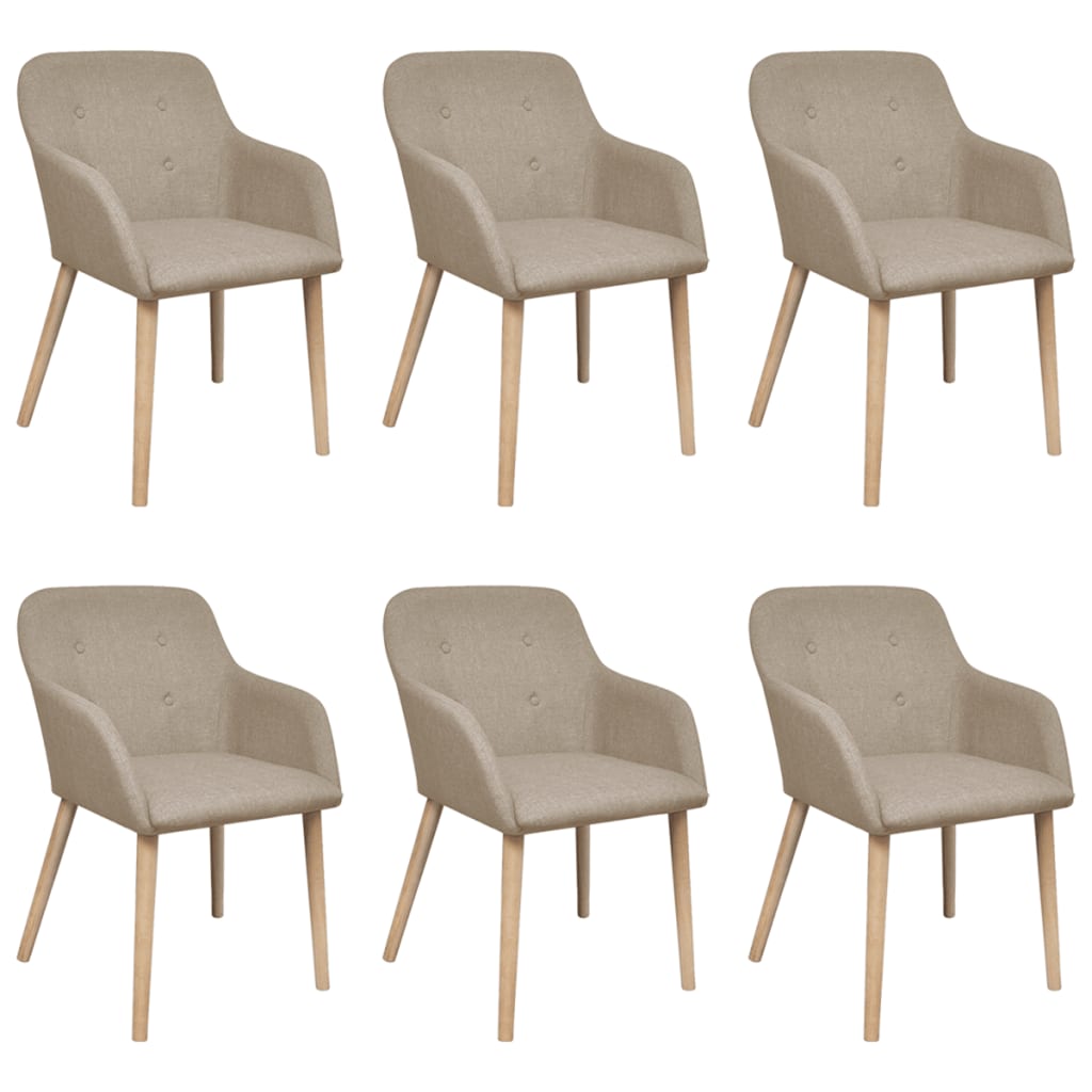 vidaXL Jídelní židle 6 ks béžové textil a masivní dubové dřevo