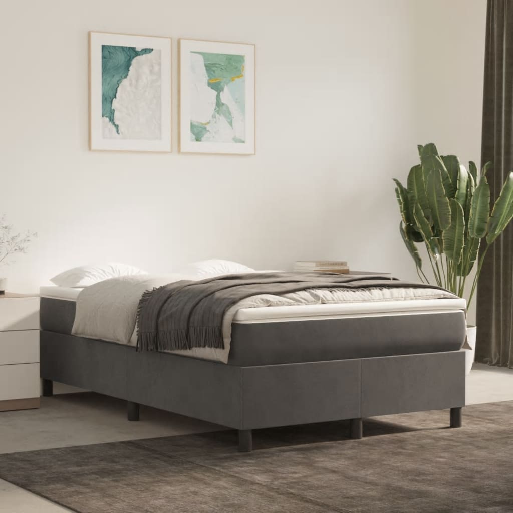 vidaXL Box spring postel s matrací tmavě šedý 120x190 cm samet