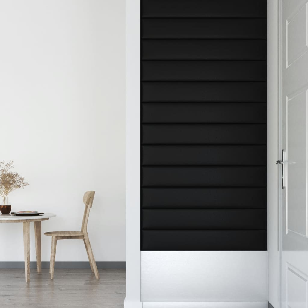 vidaXL Nástěnné panely 12 ks černé 90 x 15 cm umělá kůže 1,62 m²
