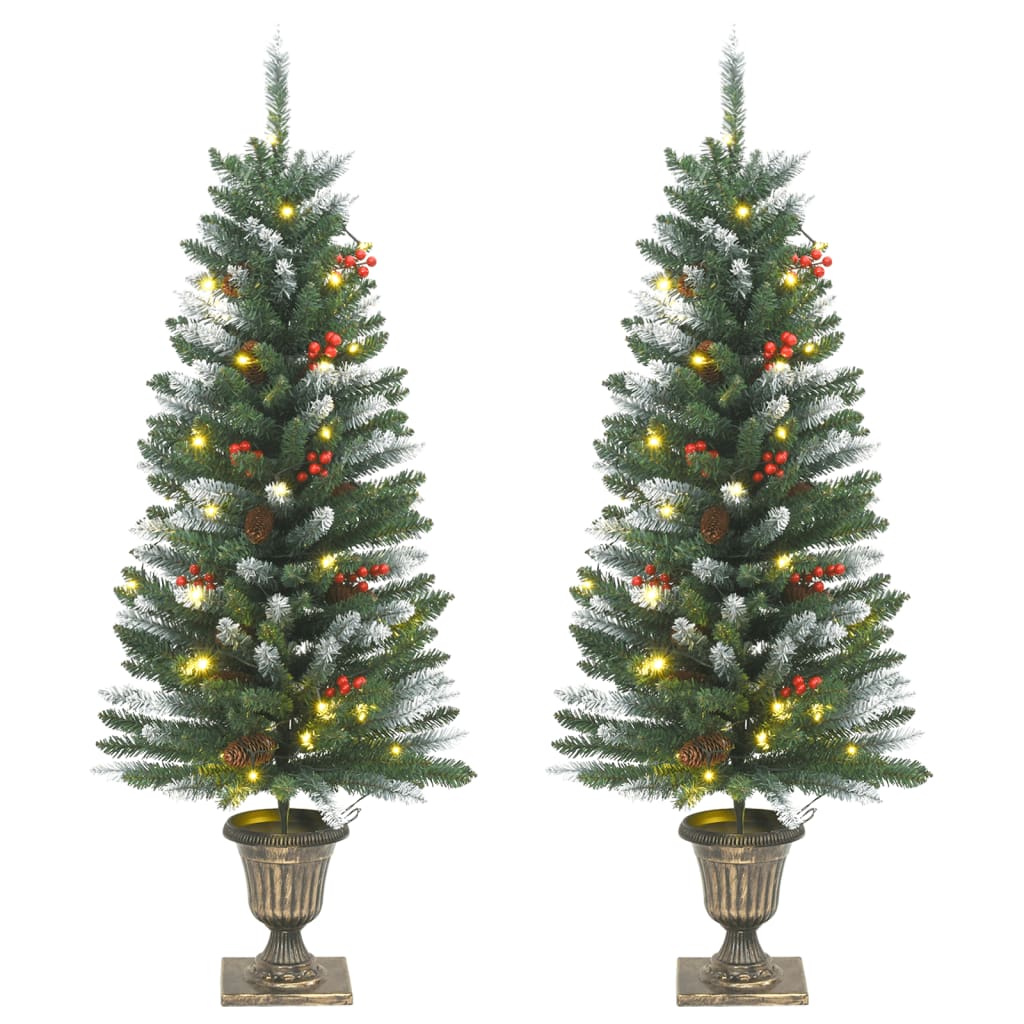 vidaXL Umělé vánoční stromky 2 ks 100 LED diod zelené a bílé 120 cm