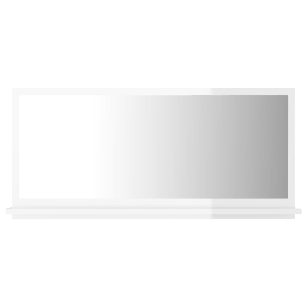 vidaXL Koupelnové zrcadlo bílé vysoký lesk 80x10,5x37 cm dřevotříska