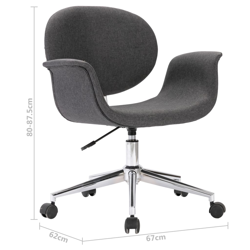vidaXL Otočná kancelářská židle šedá textil