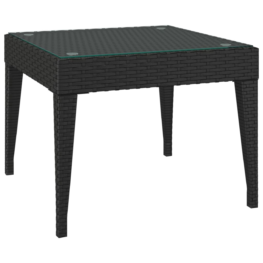 vidaXL Odkládací stolek černý 50 x 50 x 38 polyratan a tvrzené sklo